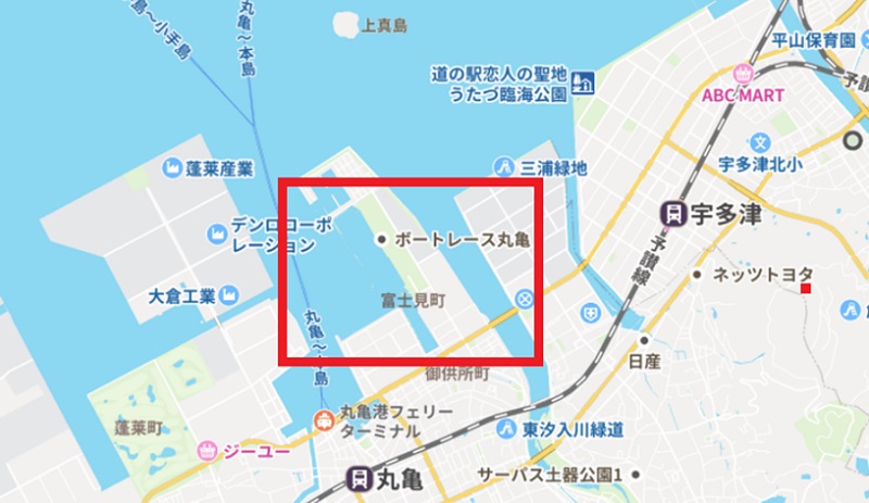 丸亀競艇場の位置（地図）